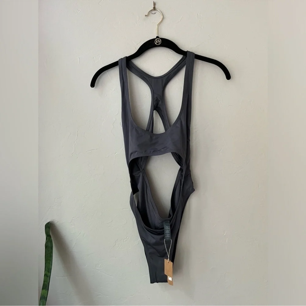 🩶SKIMS (B9) SWIM CUT OUT MONOKINI SWIMSUIT BIKINI GUNMETAL XL NWT